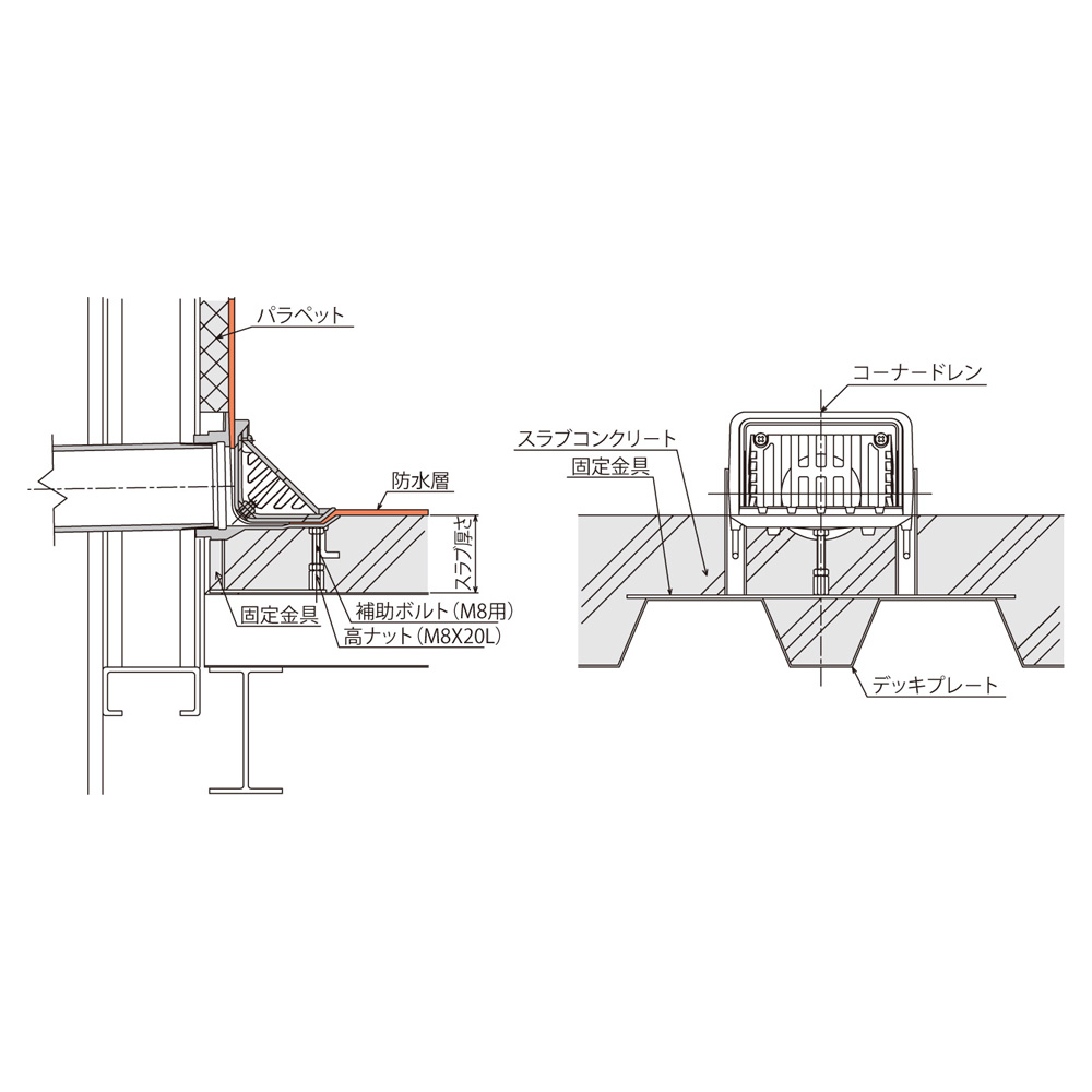 デッキプレート用よこ引きドレン Dchcs R 株式会社中部コーポレーション Chubu建材製品