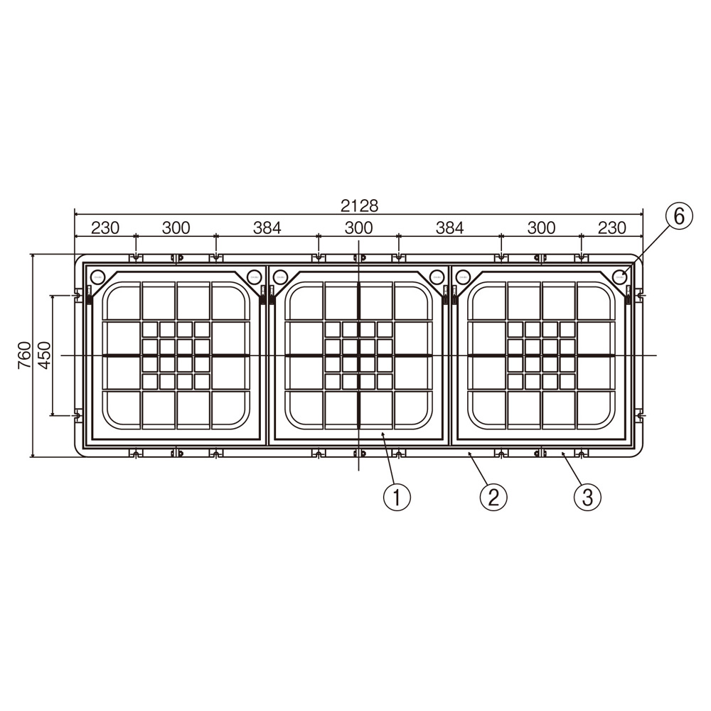 連結型スライド開閉式インターロッキングブロック用化粧鉄蓋 MSID-W2